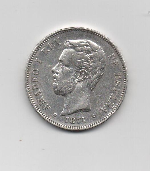 AMADEO I DEL AÑO 1871* 74 DE 5 PESETAS